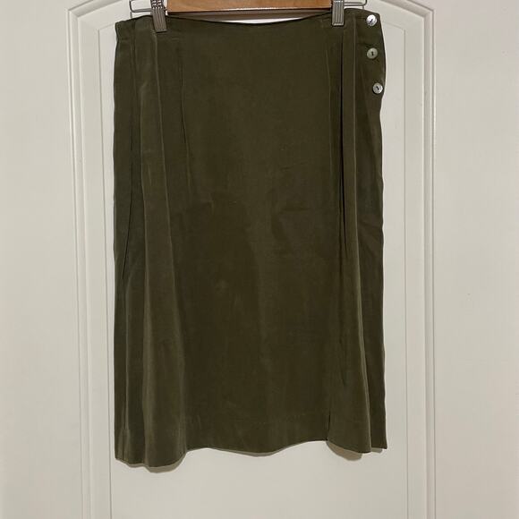 NWT TimBukTu Station 100% Tencel Olive Green Midi Skirt Size 2 Vintage - Picture 1 of 14